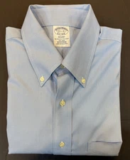 Brooks Brothers Regent Dress Shirt Mens 15.5 - 35 Blue Houndstooth Supima Cotton