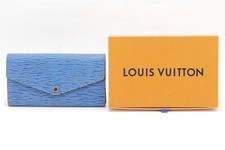 Louis-Vuitton Epi Long Wallet Portefeuil Sarah M61649 Blue