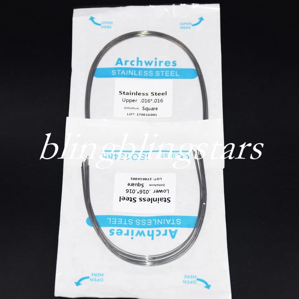 10 paquetes de cables de arco rectangulares de acero inoxidable para ortodoncia dental superior inferior Foto 2 de 4