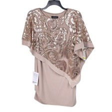 NEW R M Richards 2584 Short Mother Of The Bride Dress Caramel Gold Sequin Size 6