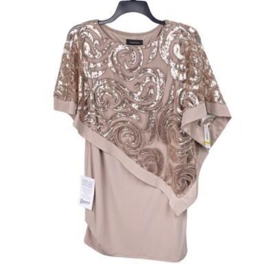 NEW R&M Richards 2584 Short Mother Of The Bride Dress Caramel Gold Sequin  Size 6 | eBay