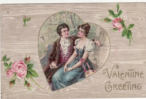 POSTED 1908 Valentine Greeting EMBOSSED John Winsch OLD POSTCARD Made in Germany
