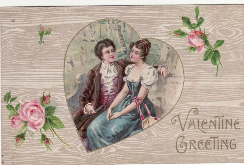POSTED 1908 Valentine Greeting EMBOSSED John Winsch OLD POSTCARD Made in Germany