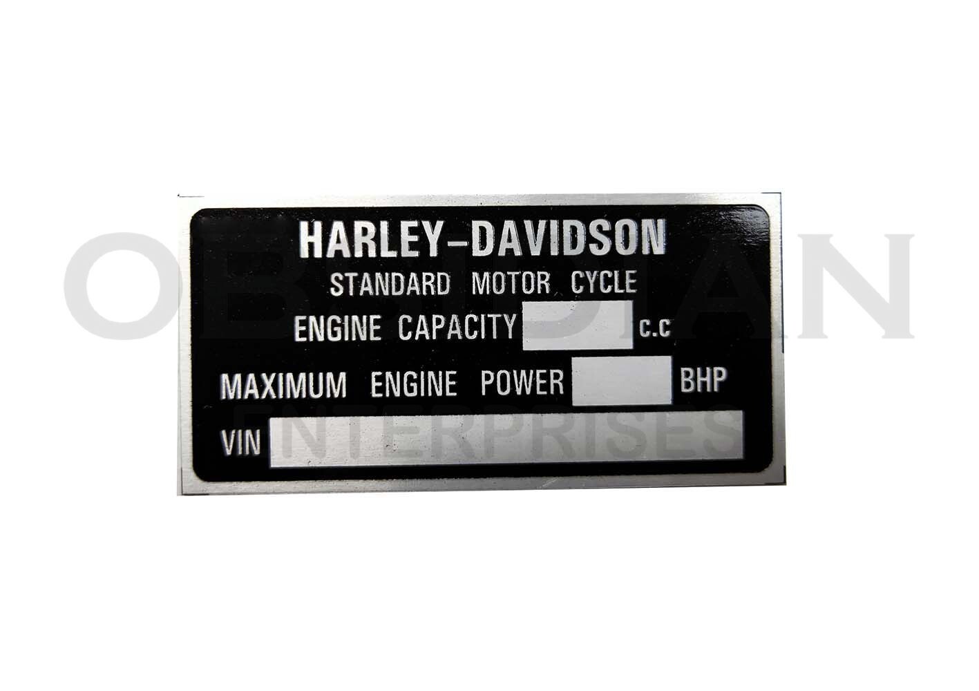 Customized Vintage Harley-Davidson Motorcycle Compatible Alloy Name Plate