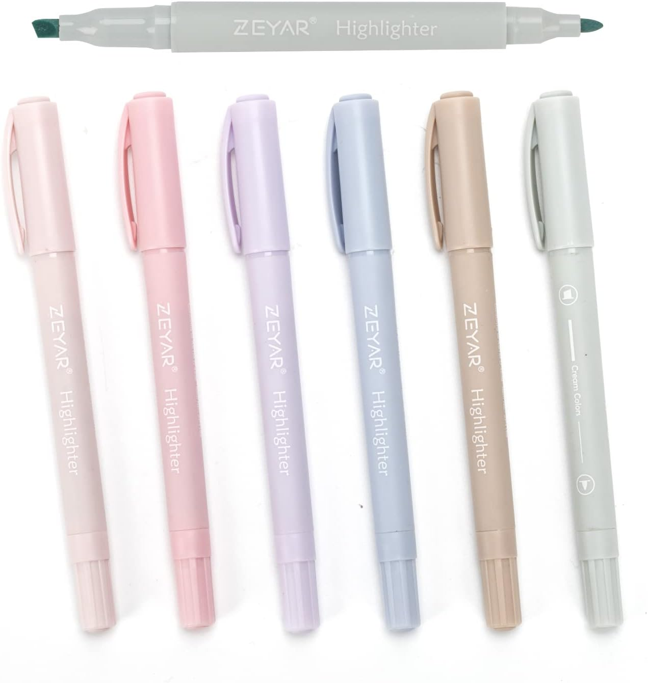 Cute Highlighters with Duals Tips, Cream Colors, Chisel Tip and Bullet Tip, Aest-image