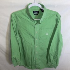 Chaps Mens Dress Shirt Size Small Green Button Up Long Sleeve Button Collar