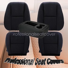 Fits 07-14 Gmc Sierra Chevy Silverado Front Bottom Top Cloth Seat Cover Black
