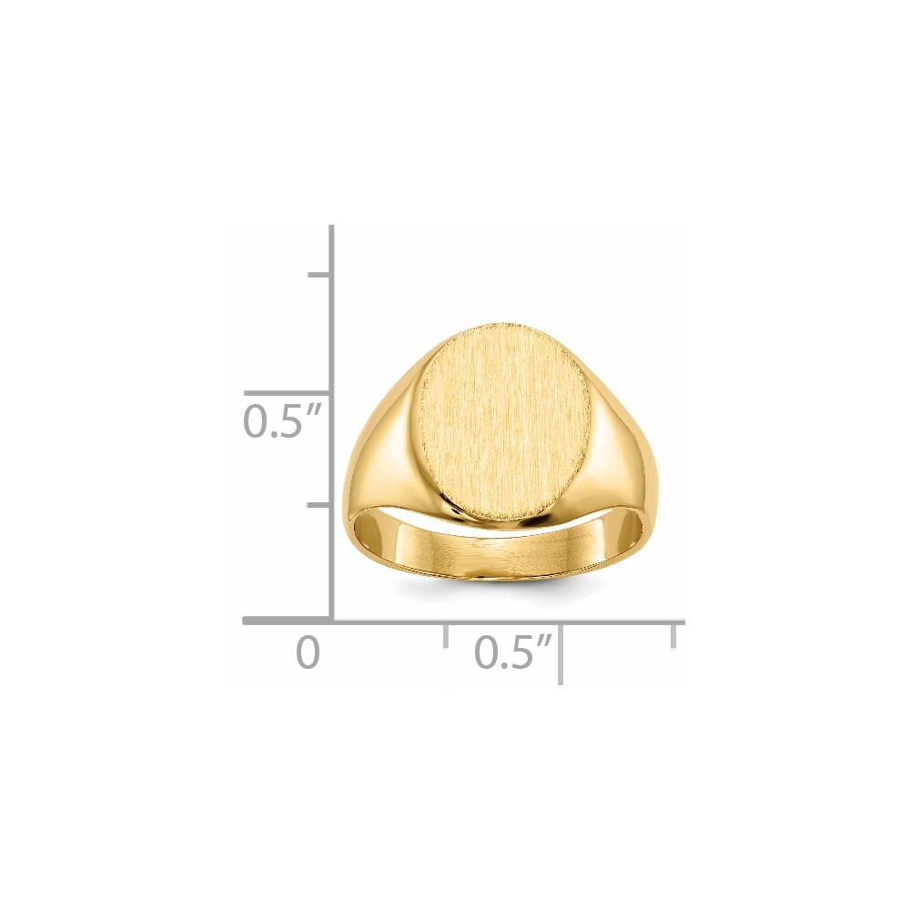 14K Yellow Gold 12x10.5mm Closed Back Signet Ring For Womens Size 6 14K Yellow Gold 12x10.5mm Closed Back Signet Ring For Womens Size 6