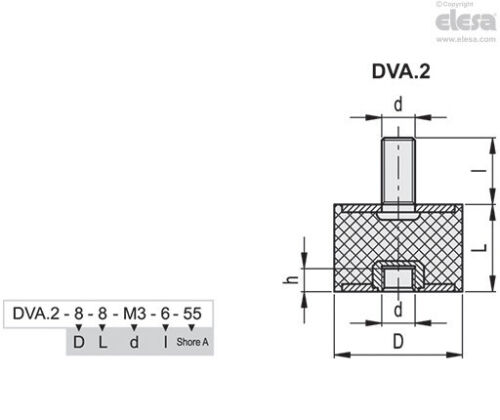 20 x Antivibranti in gomma e acciaio Elesa 414401 DVA.2-25-20-M6-18-40 - Foto 2 di 2