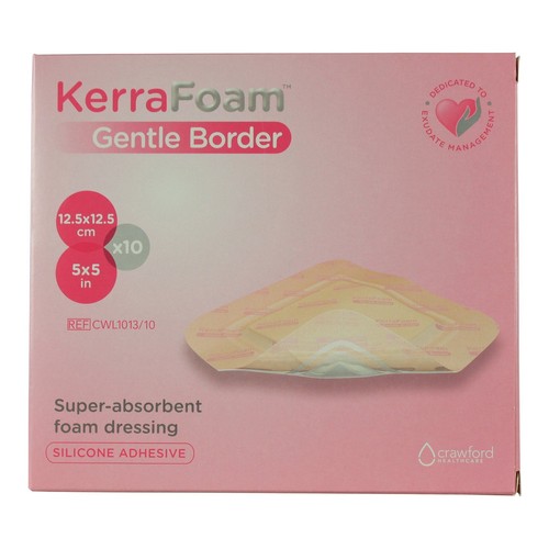 Apósito de espuma de silicona con borde suave KerraFoam, 5 x 5 pulgadas, 3M Systagenix/KCI