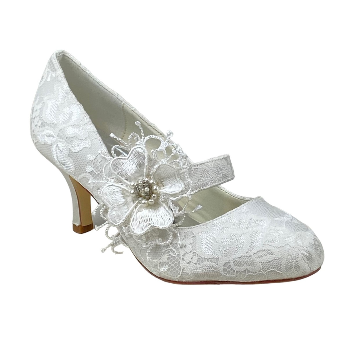 Mrs Right Women's Lace Satin Bridal Wedding Heel Shoes - Main Image