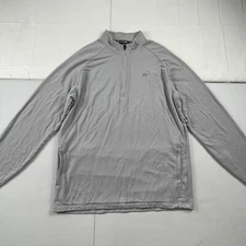 Travis Mathew Sweater Mens Large Gray 1/4 Zip Mock Neck Pullover