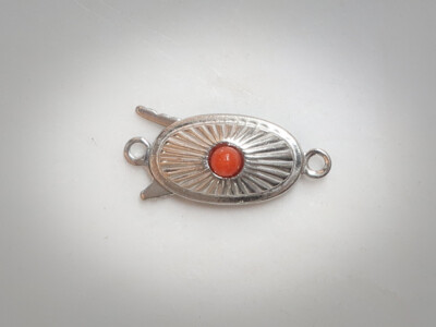 1rhg Clasp, Genuine Coral, Sterling Silver Rhodium Plated
