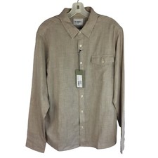 NWT Men's L Beige Lightweight Beach Long Sleeve Button Up Shirt Goodfellow  Co