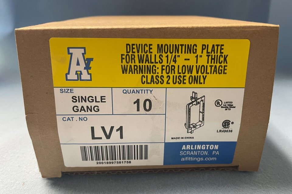 Arlington LV1 Single Gang Low Voltage Class 2 Device Mounting Plate