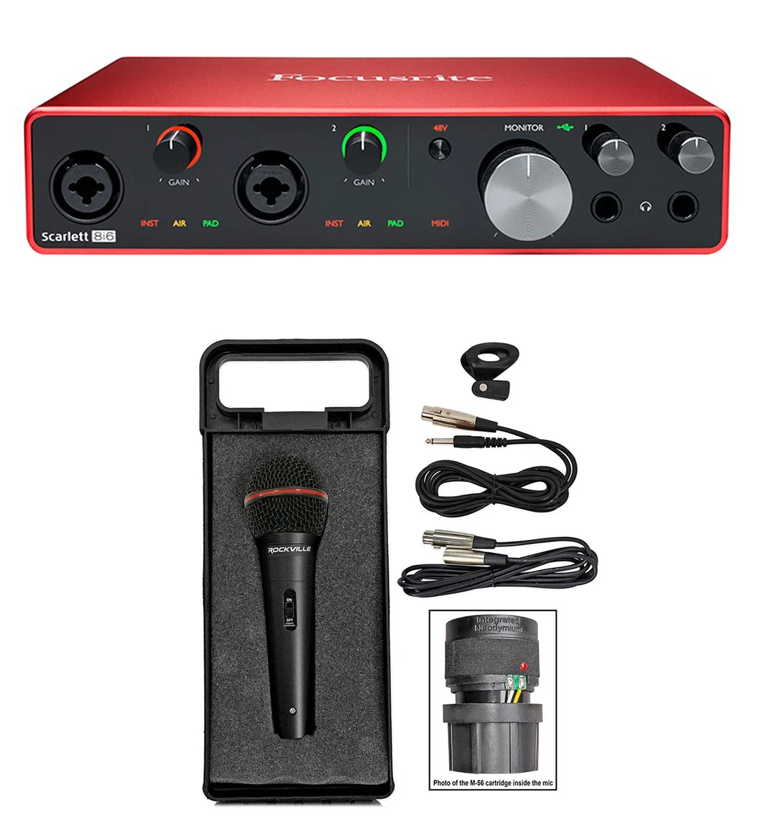 Focusrite SCARLETT 8I6 3rd Gen 192KHz USB Audio Interface+Microphone+Cable+Case