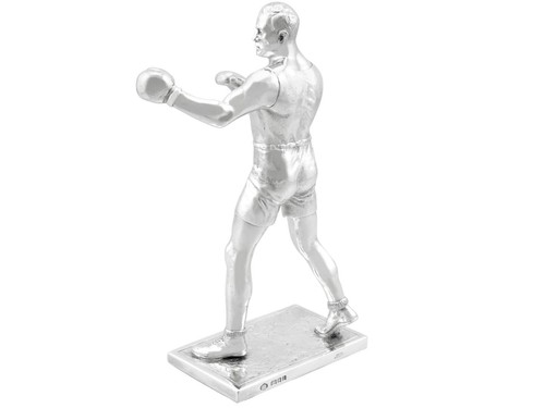 Antique George VI Sterling Silver Boxer Statue/Table Ornament - Picture 5 of 10