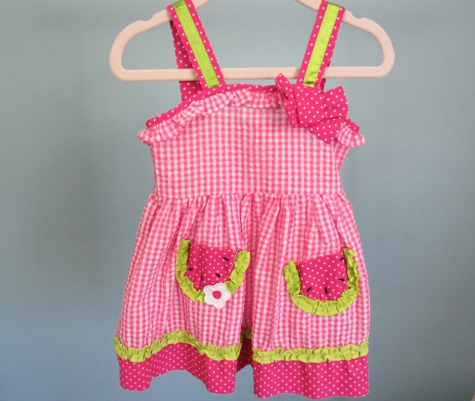Size: 12 mo SAMARA Overall Dress Gingham, Green + Polka Dot Print  Baby Girl  - Image 2 of 4