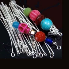 2 inches Eyepins pin 50mm Silver Plated Eye Pins 22 Gauge (100)