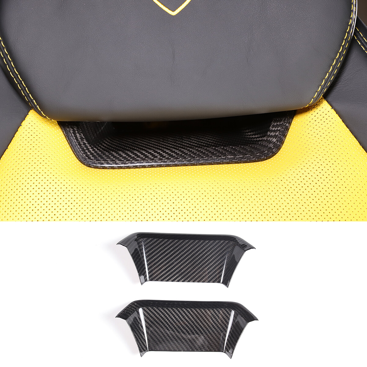 Real Carbon Fiber Seat Headrest Front Rear Trim For Lamborghini URUS 18-23 US