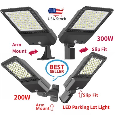 LED Parking Lot Light Outdoor IP65 300W/200W Shoebox Street Commercial Pole Lamp