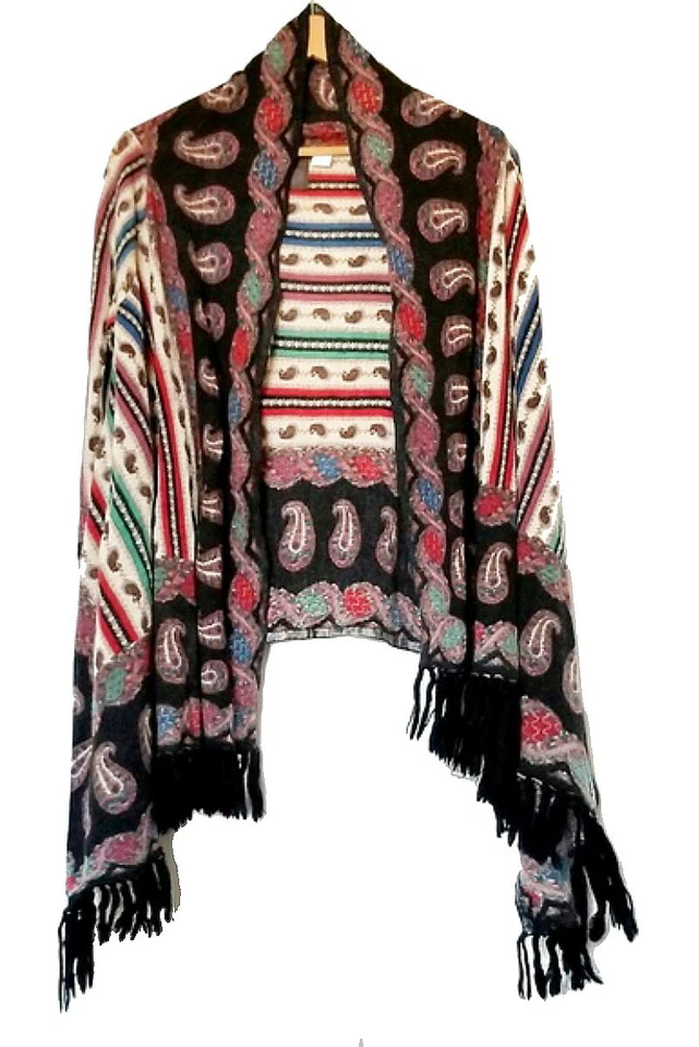 Cárdigan Anthropologie Vinalhaven Pequeño Ginebra Lana Merino Paisley Chal Nuevo con Etiquetas Foto 2 de 4