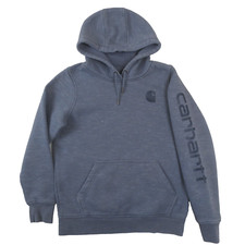 Carhartt Hoodie Sweatshirt Womens S Blue Clarksburg Sleeve Logo Relaxed Pullover