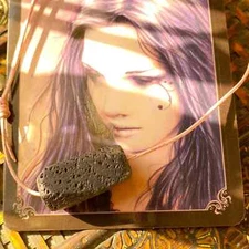 Black Lava Stone antique Pink Leather Choker