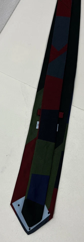 Corbata de seda multicolor a rayas Gene Meyer New York para hombre 57x3,5 hecha a mano en Italia Foto 4 de 4