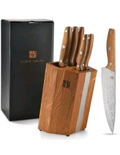Euna Kitchen Knife Set, 7 Pieces Knife Block Set Pro High Carbon Stainless Steel