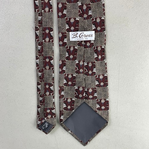 Vintage Aztec Print Tie 70s Silk Necktie 1970s Tessellation Tile Pattern - Picture 3 of 3