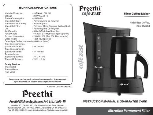 Preethi coffee 2024 maker online