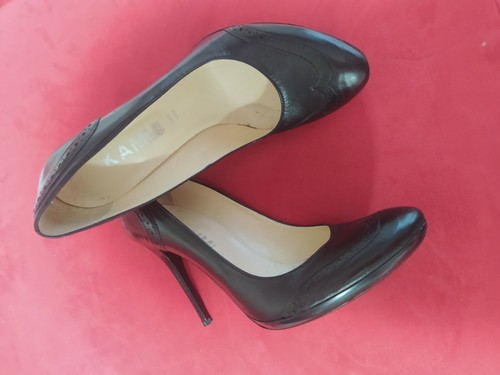 Scarpe décolleté donna 38 nere tacco spillo punta tonda pelle vitello | eBay
