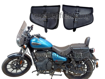 Passend Für Royal Enfield Meteor 350 Leder Schwarze Farbe Seitenkoffer Paar D2
