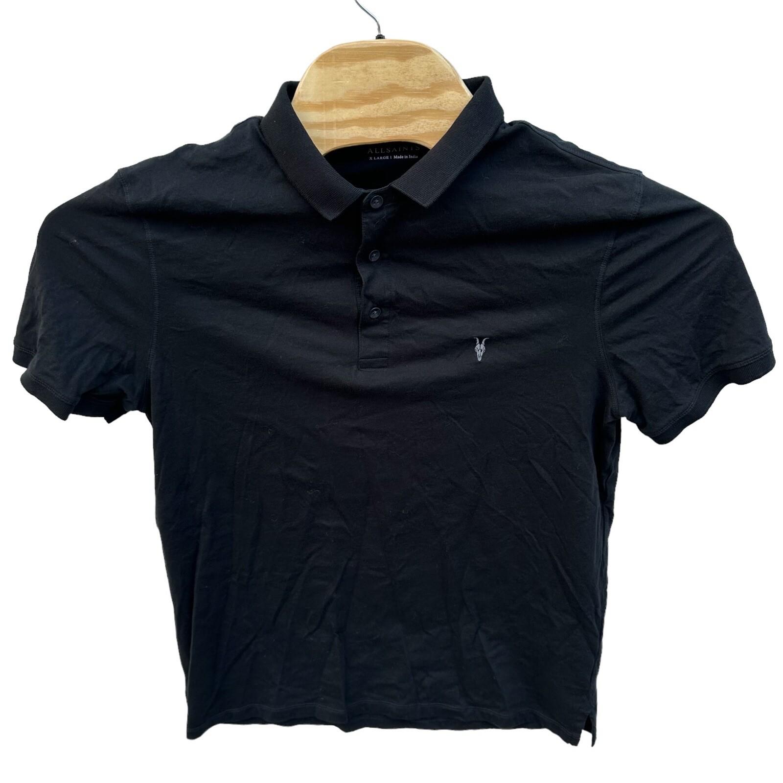 ALL SAINTS Mens Shirt Polo Size XL Black Short Sleeves 100 Cotton Flaw* eBay