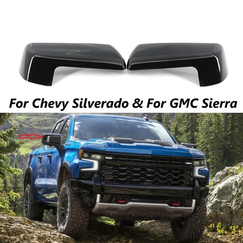 Gloss Black For 2019-2023 Chevy Silverado 1500 Mirror Cap Cover Trim Accessories - Picture 6 of 11