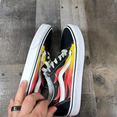 Vans Old Skool Low Fire Flames Black Suede Sneakers Mens  display picture 3