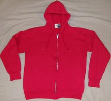 Vtg 90s SzM BLANK RED HOODIE T SHIRT LEE STURDY SWEATS USA MADE METAL YKK ZIPPER