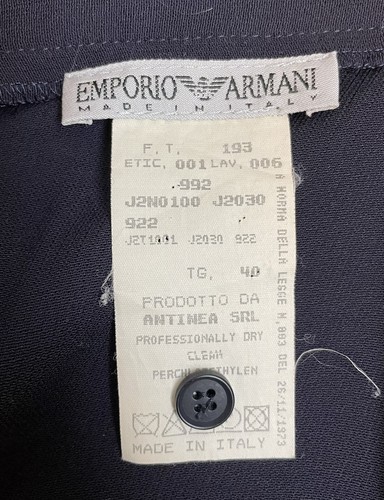 Vtg 1973 Emporio Armani Skirt Suit Wool Blend Navy Size 6 Size 4 Made In Italy - 第 8/10 張圖片
