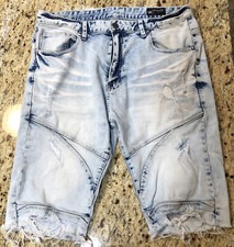 Smoke Rise Men s Distressed Denim Cutoff Shorts Sz 36 35x12 Light Wash Stretch