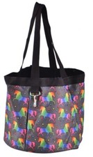 8" Deep Collapsible UNICORN PRINT NYLON GROOMING TOTE w/ 4 Large pockets Horse