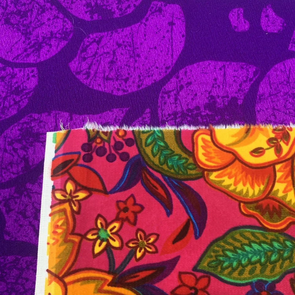 "Impresionante tela de terciopelo floral gótico neón vintage años 60 70 36x35,5""" Foto 4 de 4