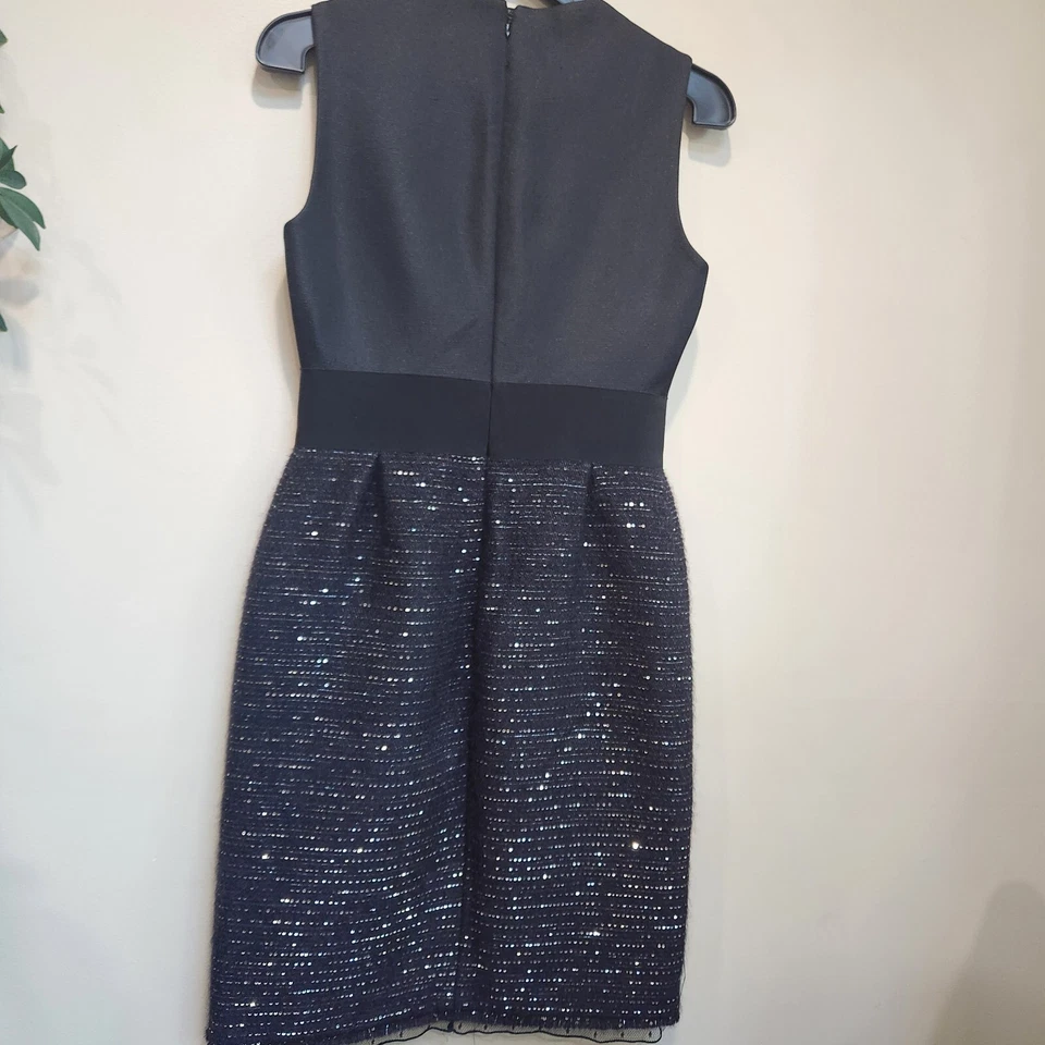 Giambattista Valli Dress Black Sleeveless Wool And Mohair Sequined Size 4. - Image 2 of 4