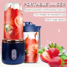 6 Blade 400ML Portable Blender Electric Juicer doubleCup Travel USB Rechargeable