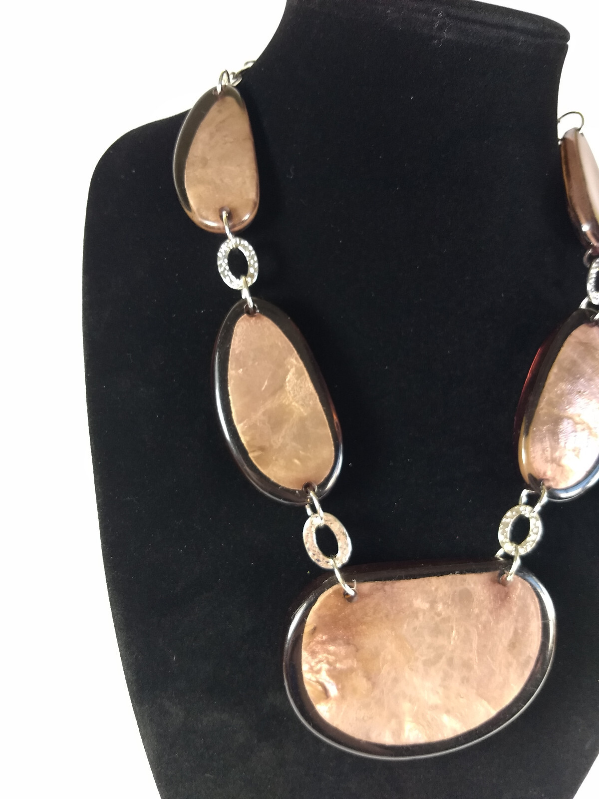 Large Rounded Jointed Statement Flat Bead Silver … - image 7