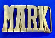 Custom Name MARK Block Letter Solid Brass Vintage Belt Buckle Taiwan R.O.C 4149