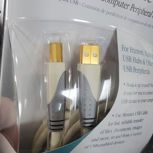 Cable Monster Advanced de alta velocidad USB A a USB B 7 ft 2,13M impresoras portátiles PC - Imagen 10 de 10