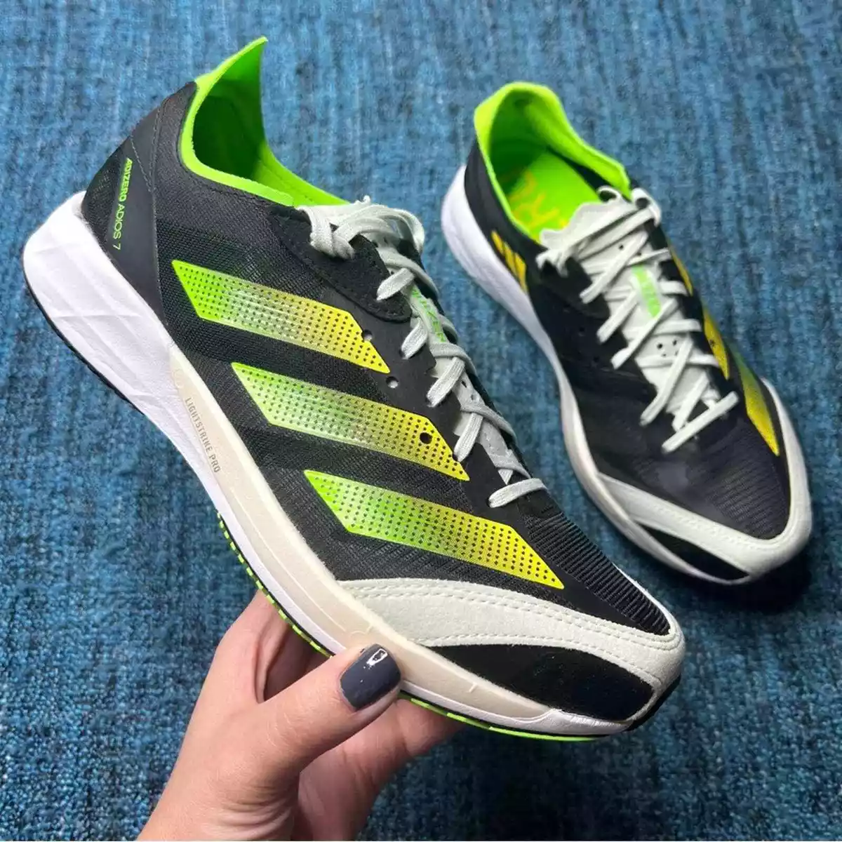 adidas Adizero Adios 7 Laufschuhe in schwarz strahlengelb solargrun 7 5 Damen