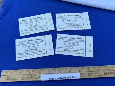 Lot 4 1956 Turkey Shoot Ticket Stubs Holy Cross Church Rochester Charlotte NY