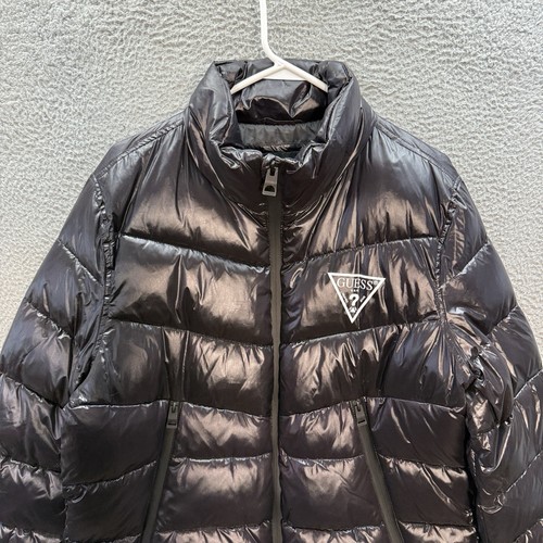 Guess Jacket Adult Medium Black Puffer Streetwear Hip Hop Preppy 1990s Y2K Mens - Picture 13 of 13